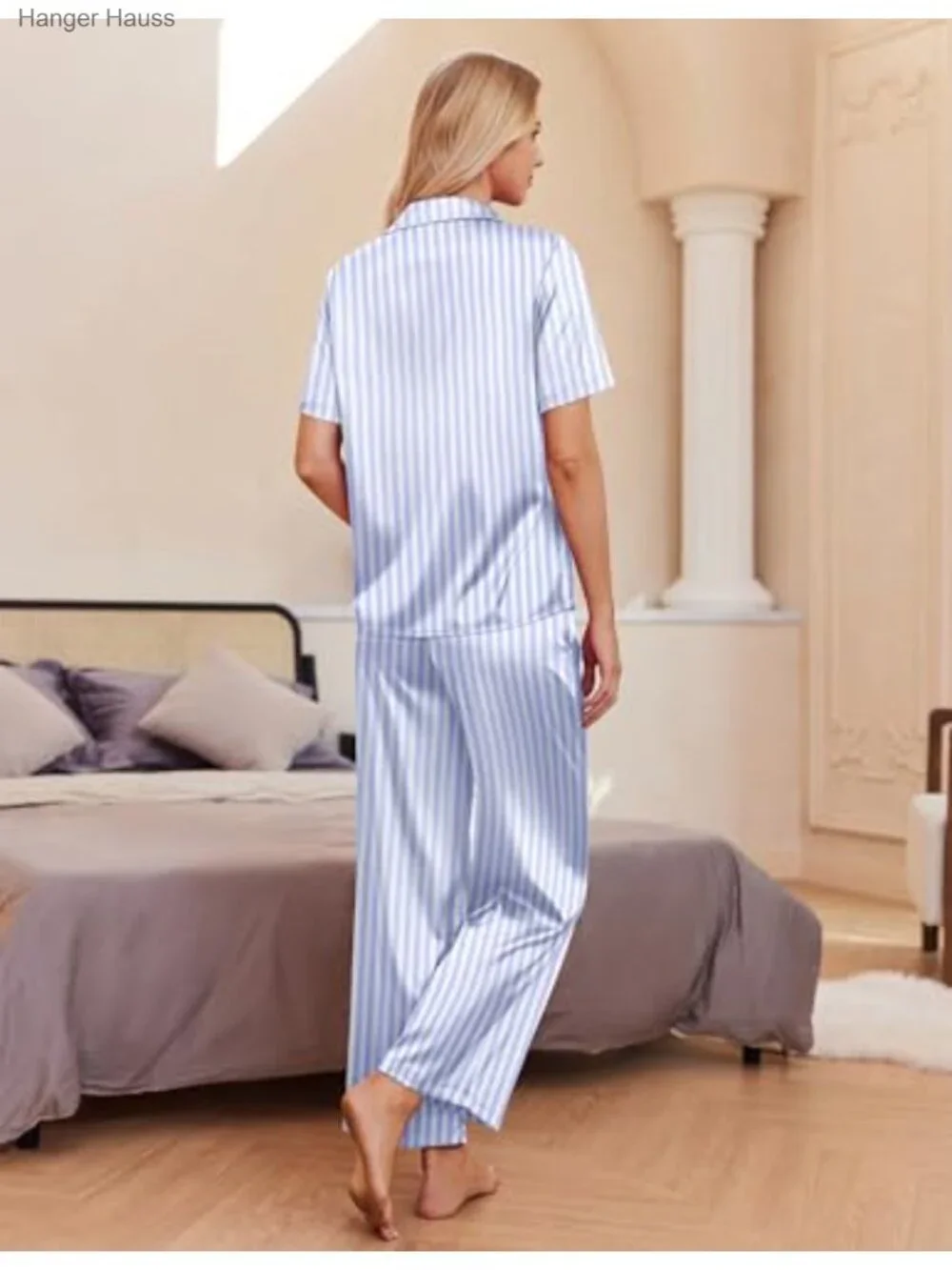 Silk Pajamas for Women 2 Piece Set Button Down Sleepwear Lounge